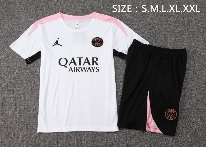 Paris Saint-Germain 24-25 Jordan Short Sleeve Training Top White with Pink Shoulders - 图片 2