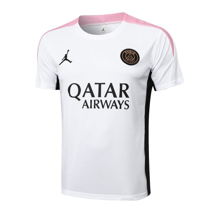 Paris Saint-Germain 24-25 Jordan Short Sleeve Training Top White with Pink Shoulders - 图片 8