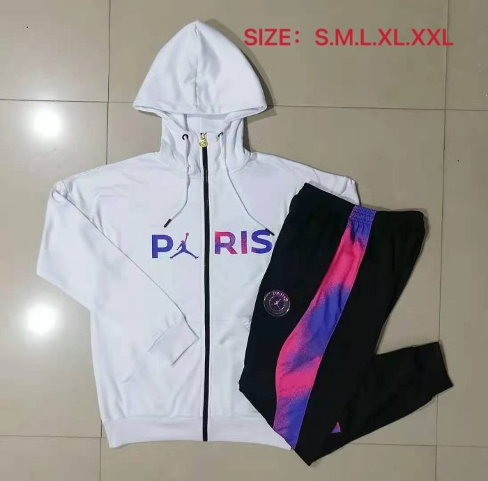 PSG 21/22 Long Zip Jacket White - 图片 9