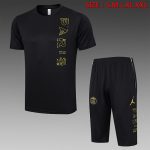 PSG 22-23 Jordan Black Short Sleeve Training Set with 3/4 Pants