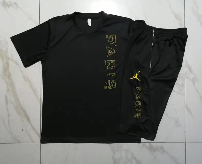 PSG 22-23 Jordan Black Short Sleeve Training Set with 3/4 Pants - 图片 9