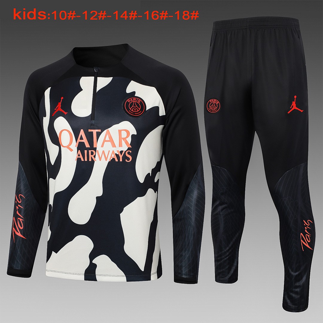 PSG 23/24 Half-Zip Jordan Black Yellow Splatter Kids