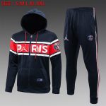 PSG 21/22 Jordan Blue with Red Half-Zip Hoodie S-2XL