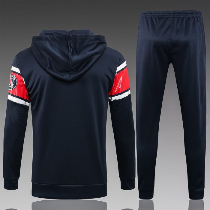 PSG 21/22 Jordan Blue with Red Half-Zip Hoodie S-2XL - 图片 8