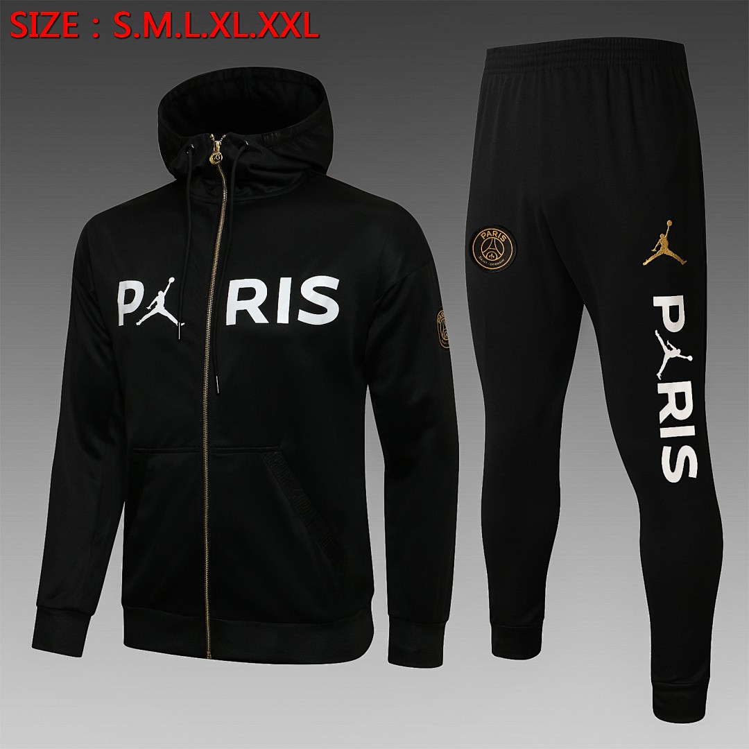 PSG 21/22 Long Zip Jacket Black with Gold Zipper