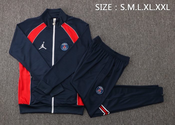 PSG 21/22 Jordan Paris Navy Blue (White Zipper) Long Zip Jacket - 图片 2
