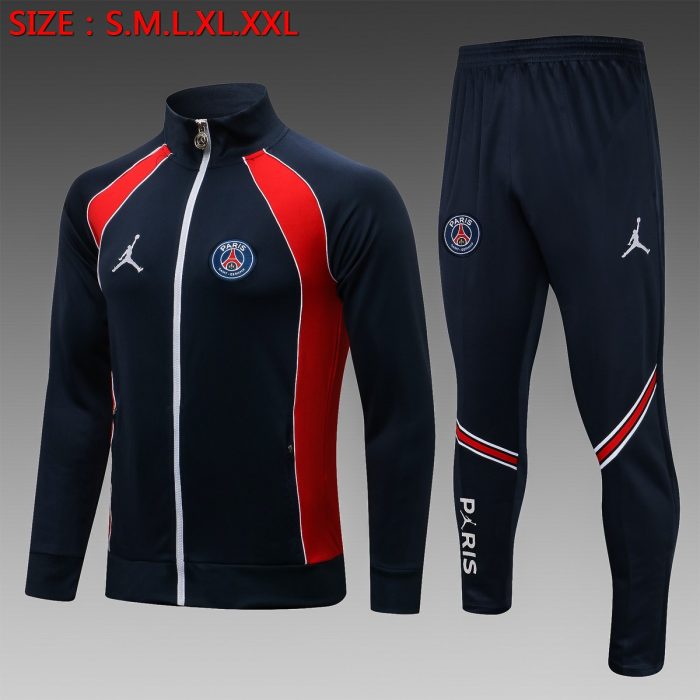 PSG 21/22 Jordan Paris Navy Blue (White Zipper) Long Zip Jacket - 图片 8