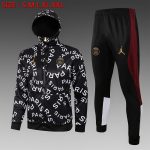 PSG 21/22 Long Zip Jacket Black with White Full Body Ads