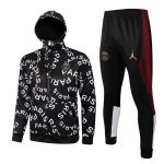 PSG 21/22 Long Zip Jacket Black with White Full Body Ads - 图片 9