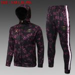PSG 21-22 Jordan Black Long Zip Jacket with Purple Full Sleeve Ads
