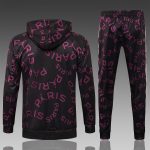 PSG 21-22 Jordan Black Long Zip Jacket with Purple Full Sleeve Ads - 图片 2