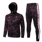 PSG 21-22 Jordan Black Long Zip Jacket with Purple Full Sleeve Ads - 图片 3