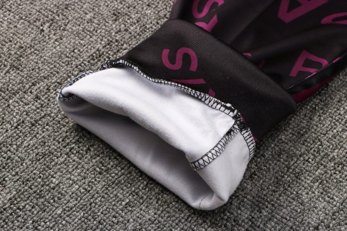 PSG 21-22 Jordan Black Long Zip Jacket with Purple Full Sleeve Ads - 图片 4