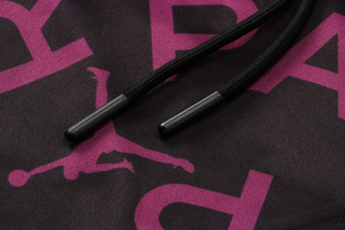PSG 21-22 Jordan Black Long Zip Jacket with Purple Full Sleeve Ads - 图片 7