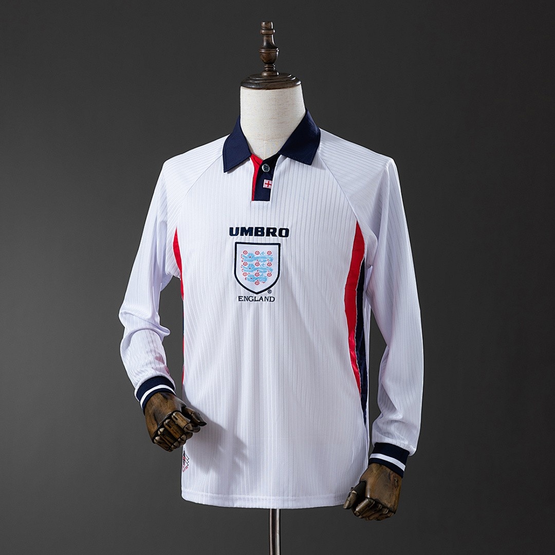 1998 England Home Retro Long Sleeve Jersey