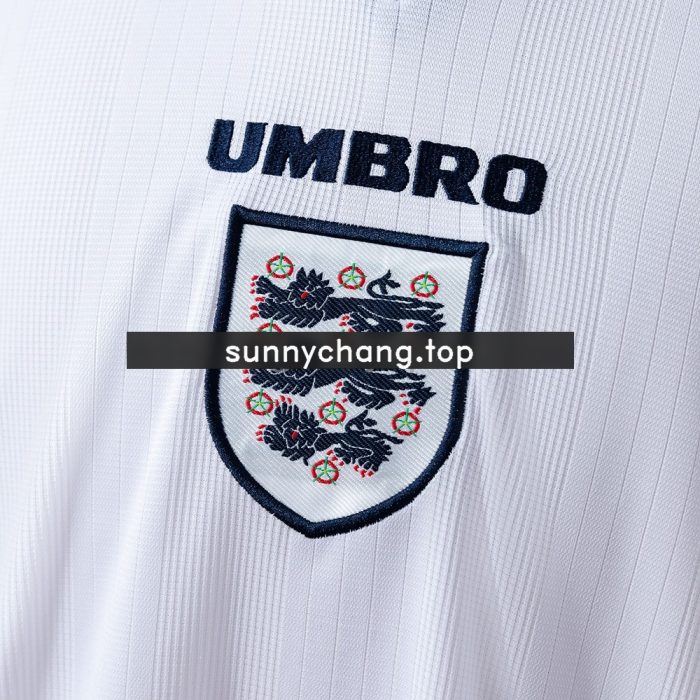 England 1996 Home Long Sleeve Retro Jersey - 图片 3