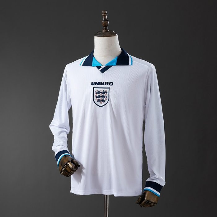 England 1996 Home Long Sleeve Retro Jersey - 图片 6
