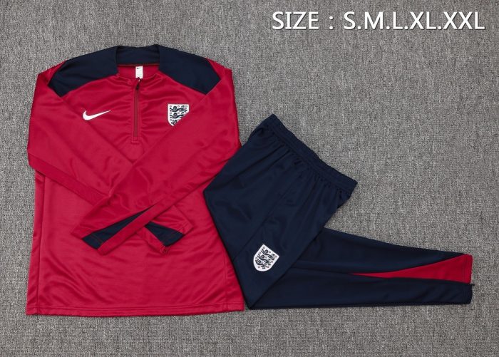 England 24/25 Half-Zip Jacket Maroon - 图片 2