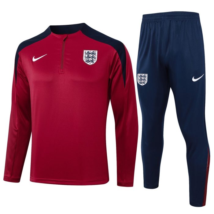 England 24/25 Half-Zip Jacket Maroon - 图片 8