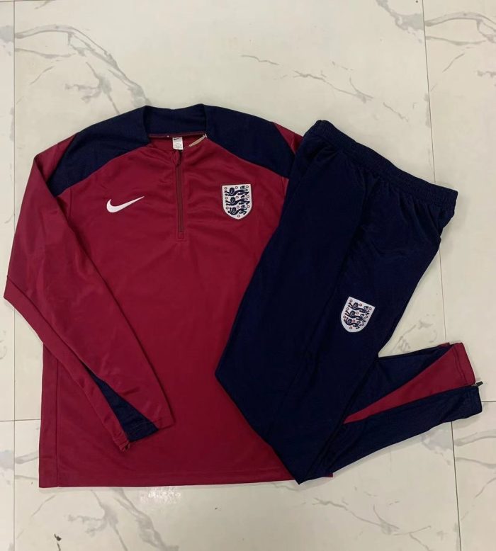 England 24/25 Half-Zip Jacket Maroon - 图片 9
