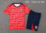 England 24-25 Red Splatter Short Sleeve Training Shirt - 图片 2