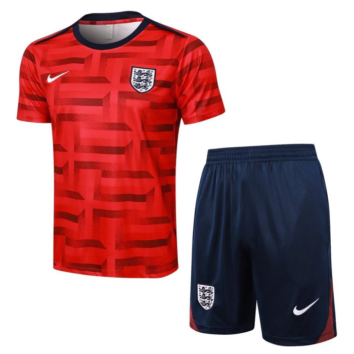 England 24-25 Red Splatter Short Sleeve Training Shirt - 图片 8