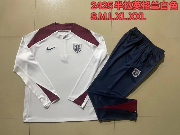 England 24-25 White Half-Zip Jacket - 图片 9