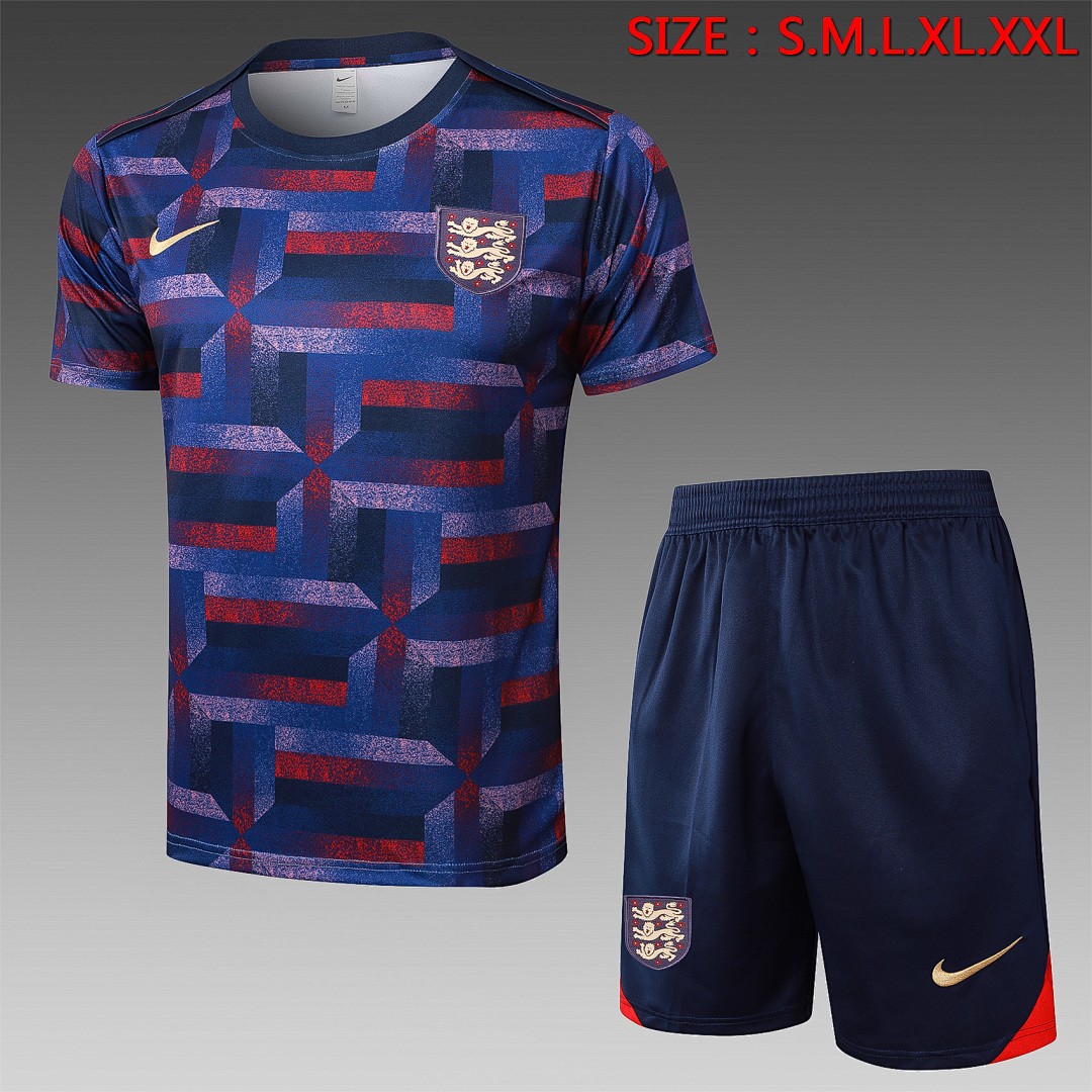 England 24-25 Short Sleeve Blue Spray Print