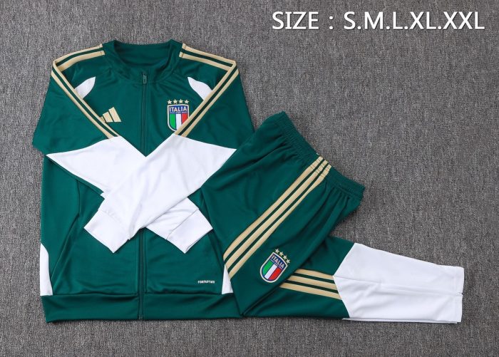 Italy Long Zipper Jacket Dark Green - 图片 2