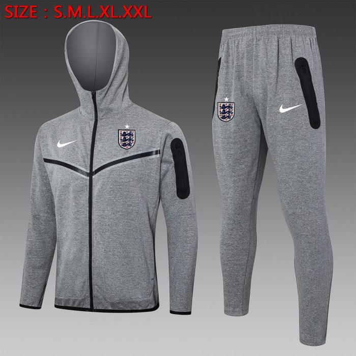 England 24/25 Long Zip Jacket Grey - 图片 2