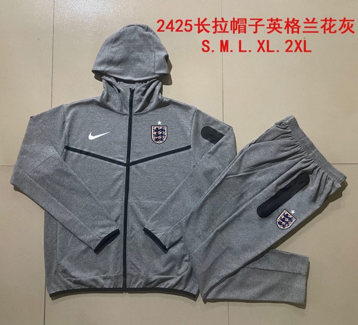 England 24/25 Long Zip Jacket Grey - 图片 8