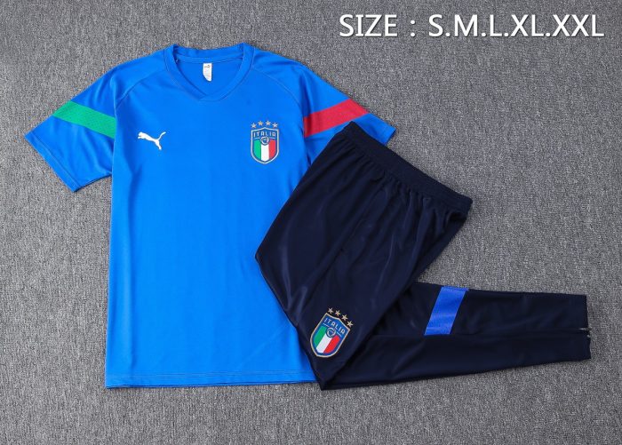 Italy 22-23 Short Sleeve Training Suit in Blue - 图片 7