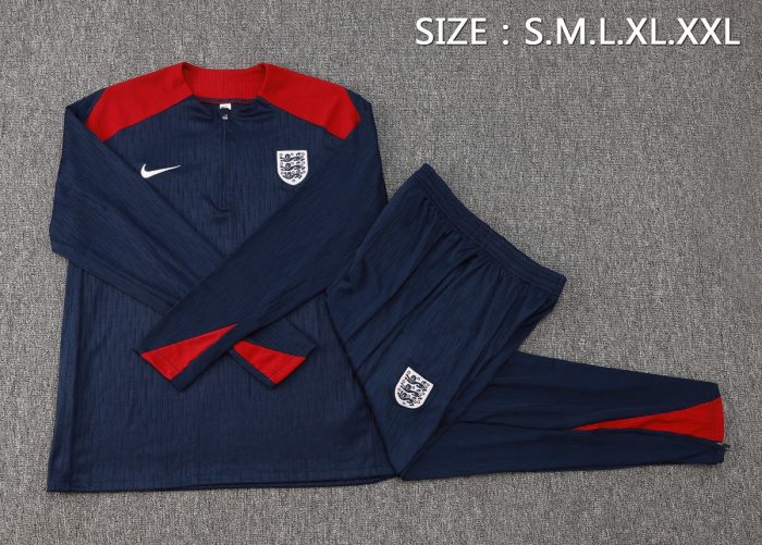 England 24-25 Player Version Semi-Zip Jacket Navy Blue - 图片 2