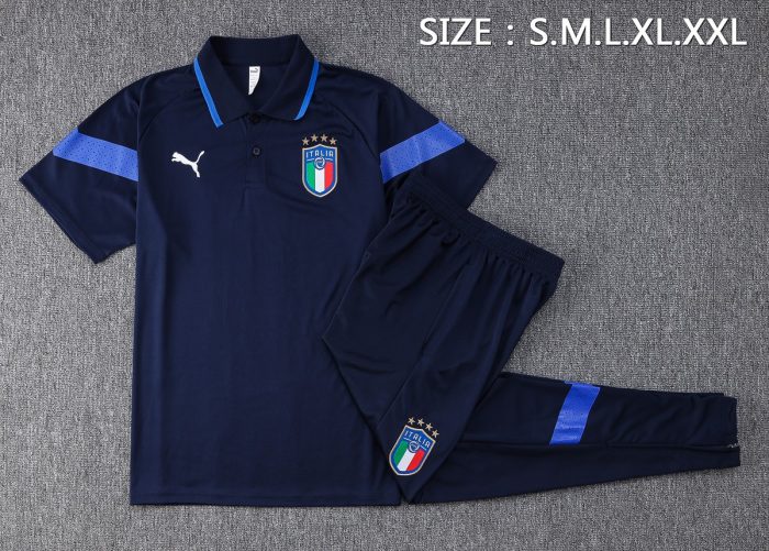Italy 22/23 Polo Shirt Navy Blue - 图片 2