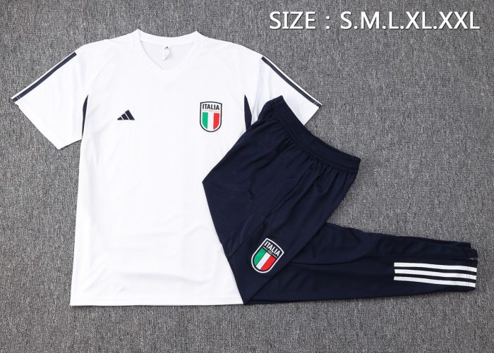 Italy 23-24 White Training Short Sleeve Set with Pants - 图片 2