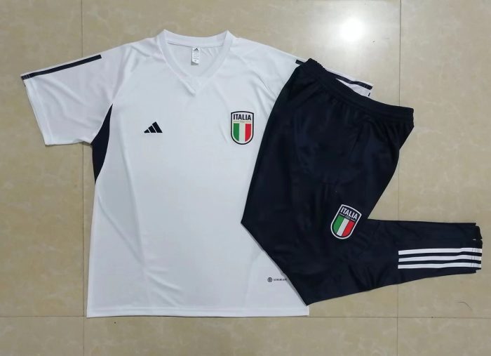 Italy 23-24 White Training Short Sleeve Set with Pants - 图片 9