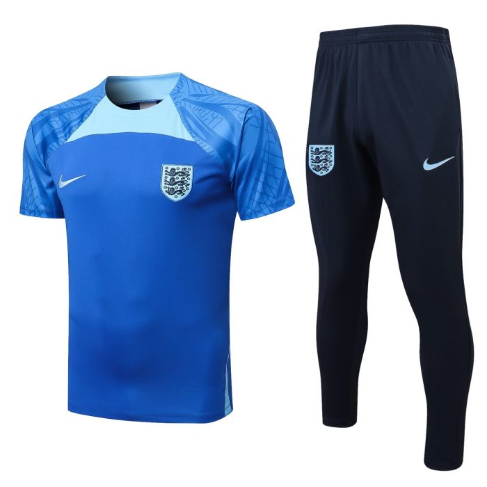 England 2022-2023 Colorful Blue Short Sleeve Training Suit (with Pants) - 图片 6