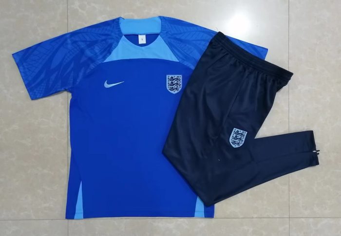 England 2022-2023 Colorful Blue Short Sleeve Training Suit (with Pants) - 图片 9