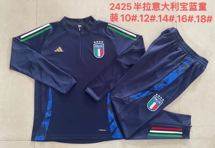 Italy 24/25 Half Zip Jacket Blue - 图片 4