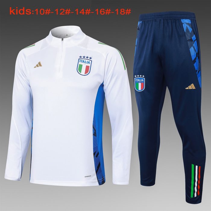 Italy 24/25 White Half-Zip Jacket Kids - 图片 2