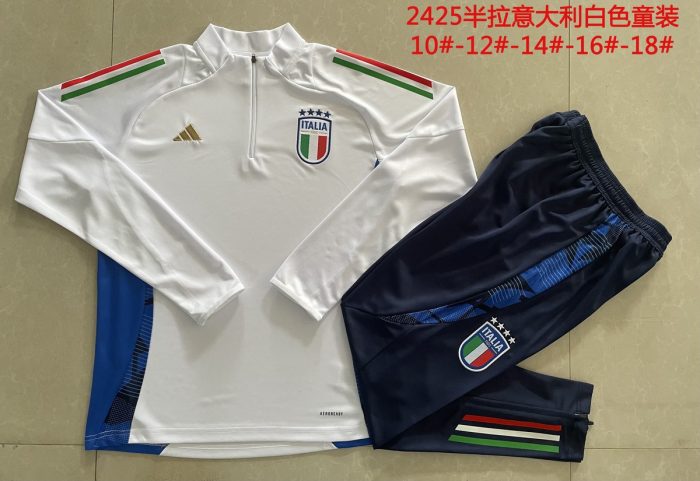 Italy 24/25 White Half-Zip Jacket Kids - 图片 4