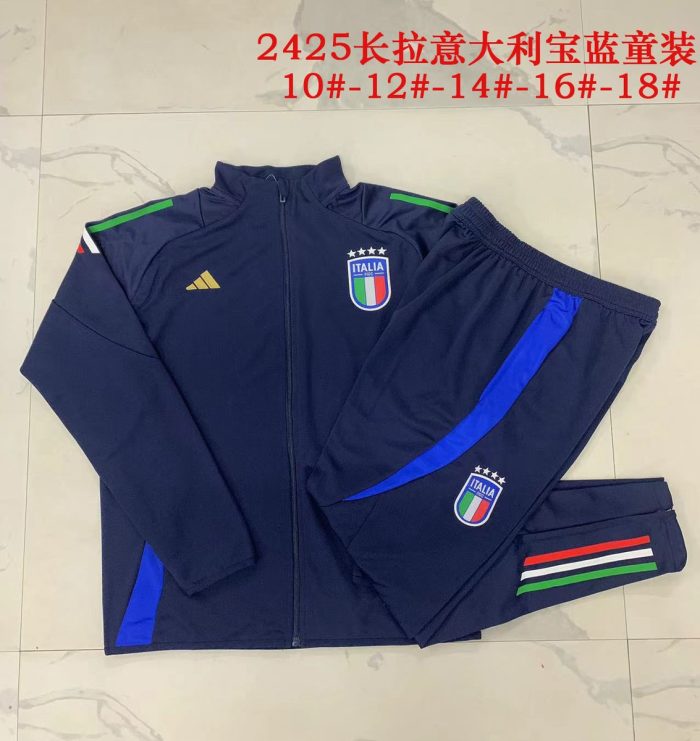 Italy 24-25 Long Zipper Jacket Kids Blue - 图片 3