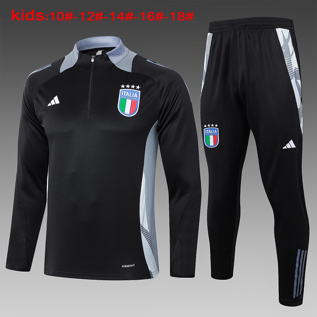 JER-7489_1 Italy 24-25 Black Half-Zip Jacket Kids - 图片 1