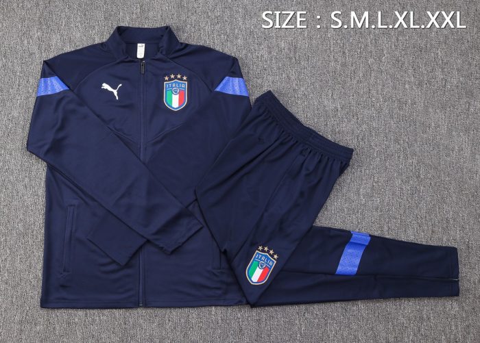 Italy 22/23 Long Zip Jacket Navy Blue - 图片 2