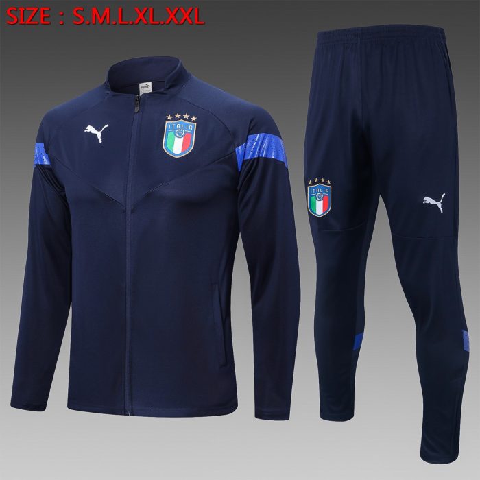 Italy 22/23 Long Zip Jacket Navy Blue - 图片 8