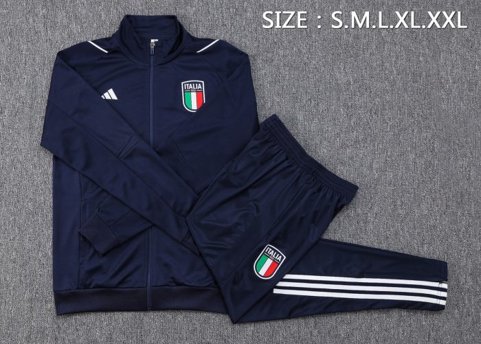 Italy 23-24 Long Zip Jacket Navy Blue - 图片 2
