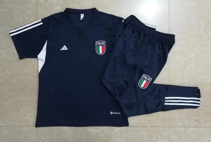 Italy 23-24 Royal Blue Training Short Sleeve Set with Pants - 图片 9