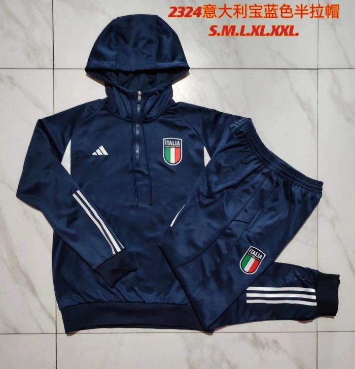 Italy 23/24 Half-Zip Hoodie Navy Blue - 图片 9