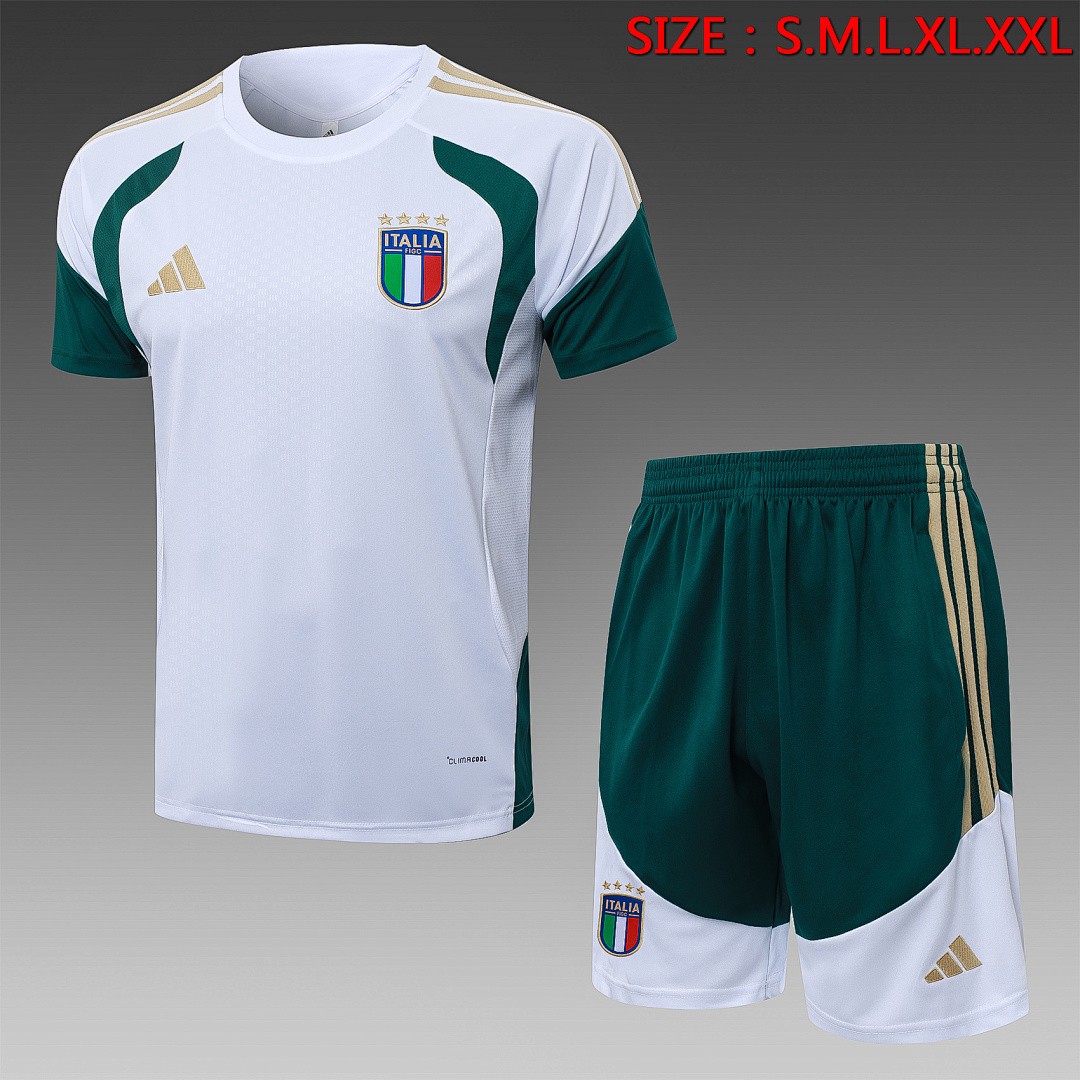 Italy White Short Sleeve Training Suit
