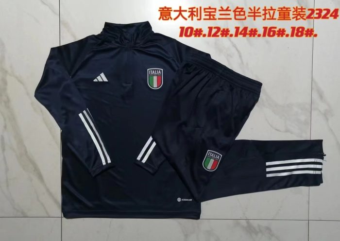 Italy 23/24 Semi-Zip Jacket Kids Blue - 图片 3